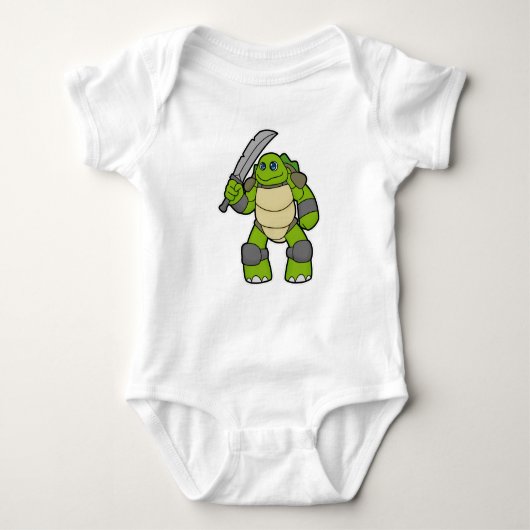 Schildpad als Warrior met zwaard Romper (Voorkant)
