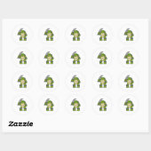 Schildpad als Warrior met zwaard Ronde Sticker (Vel)