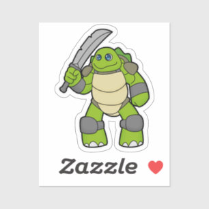 Schildpad als Warrior met zwaard Sticker