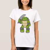 Schildpad als Warrior met zwaard T-shirt (Voorkant)