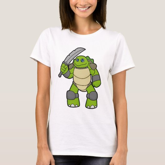 Schildpad als Warrior met zwaard T-shirt (Voorkant)