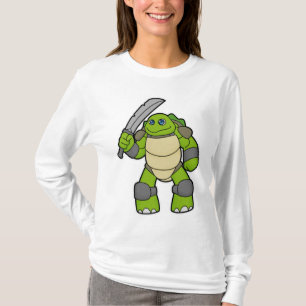 Schildpad als Warrior met zwaard T-shirt