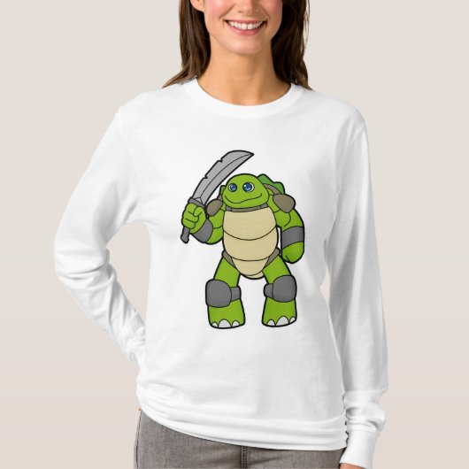 Schildpad als Warrior met zwaard T-shirt (Voorkant)