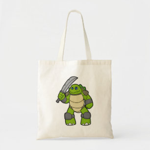 Schildpad als Warrior met zwaard Tote Bag