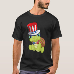 Schildpad Amerikaanse vlag Pet Patriottisch 4 juli T-shirt