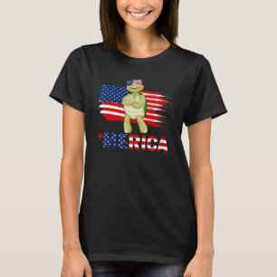 Schildpad Amerikaanse vlag zonnebril Merica 4th of T-shirt