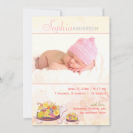 Schildpad Baby Meisje Foto Geboorte Aankondiging