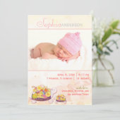 Schildpad Baby Meisje Foto Geboorte Aankondiging (Staand voorkant)