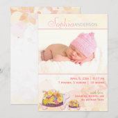 Schildpad Baby Meisje Foto Geboorte Aankondiging (Voorkant / Achterkant)