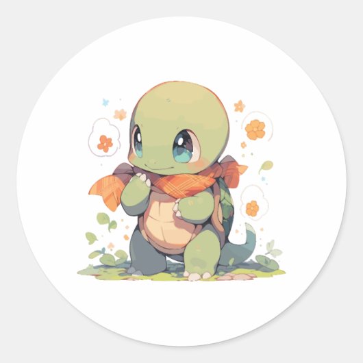Schildpad Baby Schildpad Tank Lizard Ronde Sticker (Voorkant)