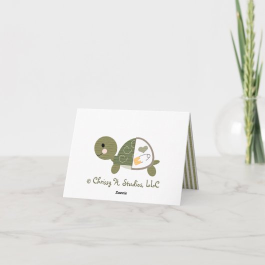 Schildpad Baby shower dank u kaarten notities (Achterkant)