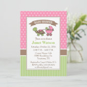 Schildpad baby shower uitnodiging roze (Staand voorkant)