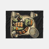 Schildpad Badminton Speler Shuttle Racket Fleece Deken (Voorkant (Horizontaal))