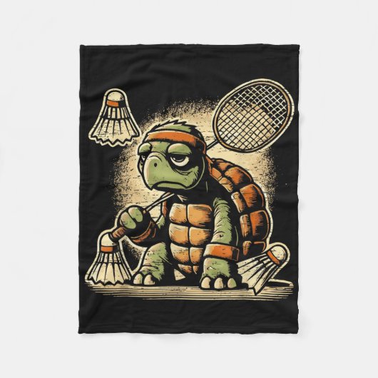 Schildpad Badminton Speler Shuttle Racket Fleece Deken (Voorkant)