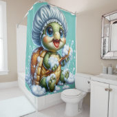 "Schildpad badtijd plezier" Douchegordijn (In situ)