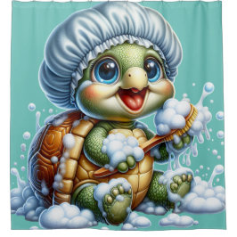 "Schildpad badtijd plezier" Douchegordijn