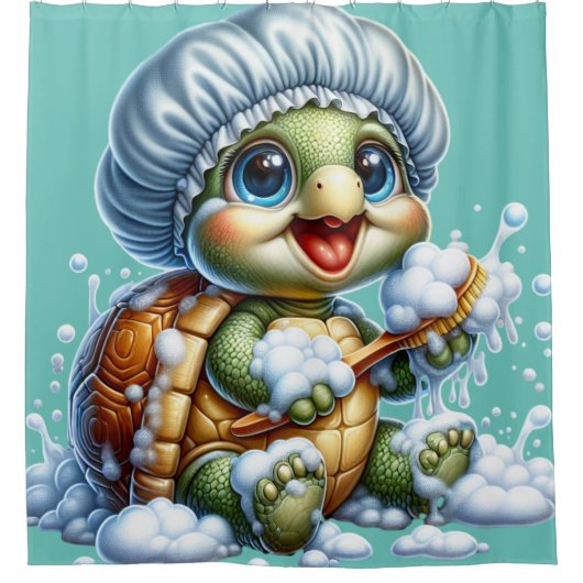 "Schildpad badtijd plezier" Douchegordijn (Voorkant)