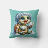 "Schildpad badtijd plezier" Kussen (Achterkant)