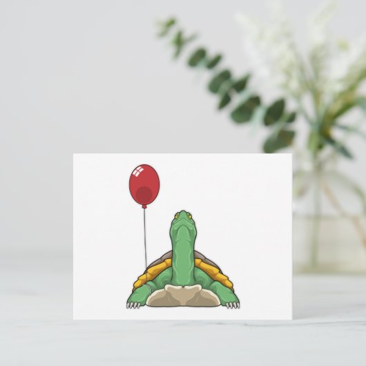 Schildpad Ballon Briefkaart (Staand voorkant)