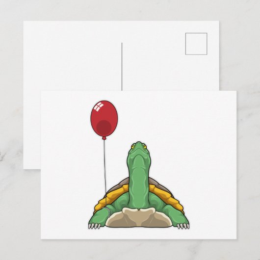 Schildpad Ballon Briefkaart (Voorkant / Achterkant)