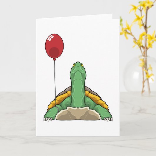 Schildpad Ballon Kaart (Gele Bloem)