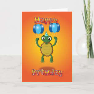 schildpad - ballons - gelukkige verjaardag kaart