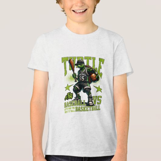 schildpad basketbal spel Tri-Blend shirt (Voorkant)