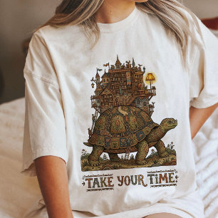 Schildpad Bibliotheek Kasteel Neem Je Tijd Kunst Tri-Blend Shirt