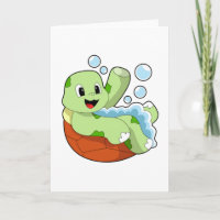 Schildpad bij baden met schuim