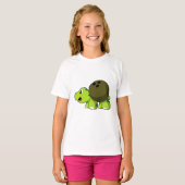 Schildpad bij bowlen met bowlingbal t-shirt (Voorkant volledig)