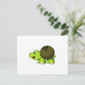 Schildpad bij Bowling met Bowling bal Briefkaart (Staand voorkant)