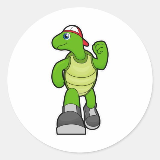 Schildpad bij draaiend Pet Ronde Sticker (Voorkant)