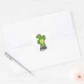Schildpad bij draaiend Pet Vierkante Sticker (Envelop)