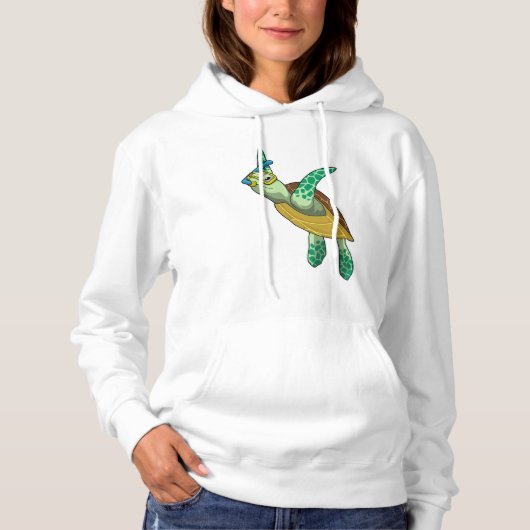 schildpad bij duiken met Snorkel Hoodie (Voorkant)
