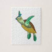 schildpad bij duiken met Snorkel Legpuzzel (Verticaal)