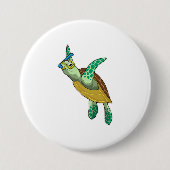 schildpad bij duiken met Snorkel Ronde Button 7,6 Cm (Voorkant)