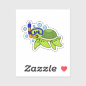 schildpad bij duiken met Snorkel Sticker (Vel)