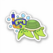 schildpad bij duiken met Snorkel Sticker (Voorkant)