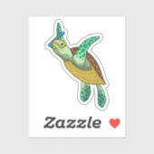 schildpad bij duiken met Snorkel Sticker (Vel)