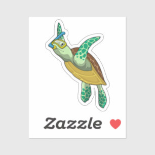 schildpad bij duiken met Snorkel Sticker