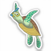 schildpad bij duiken met Snorkel Sticker (Voorkant)