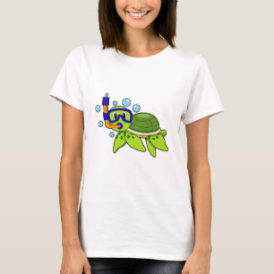 schildpad bij duiken met Snorkel T-shirt