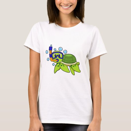 schildpad bij duiken met Snorkel T-shirt (Voorkant)