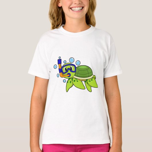 schildpad bij duiken met Snorkel T-shirt (Voorkant)