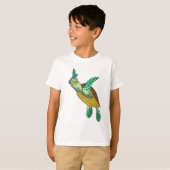 schildpad bij duiken met Snorkel T-shirt (Voorkant volledig)