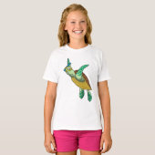schildpad bij duiken met Snorkel T-shirt (Voorkant volledig)