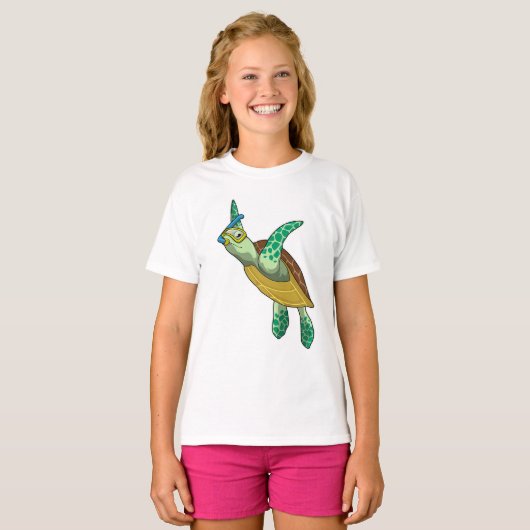 schildpad bij duiken met Snorkel T-shirt (Voorkant volledig)
