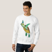 schildpad bij duiken met Snorkel Trui (Voorkant volledig)