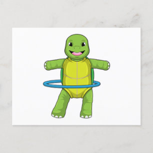 Schildpad bij Fitness met fitnessbanden Briefkaart