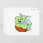 Schildpad bij het baden met schuim briefkaart (Voorkant / Achterkant)